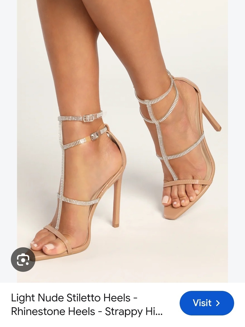 Lulu's Nude Rhinestone Strappy Stiletto Heels